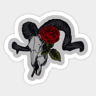 Animal Skull with Rose Sticker